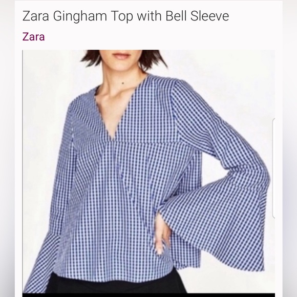 ZARA gingham BLOUSE - Picture 1 of 9